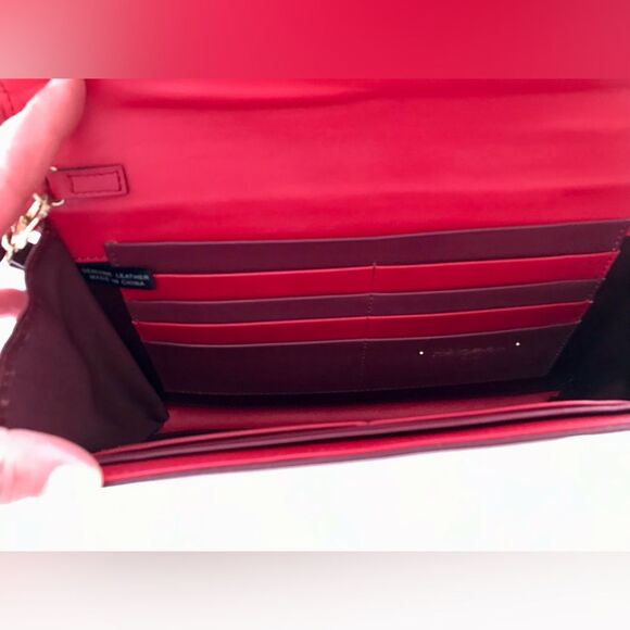Halogen Burgundy Leather Clutch /Wallet/Wristlet With Travel Organizer Insert - Picture 3 of 6